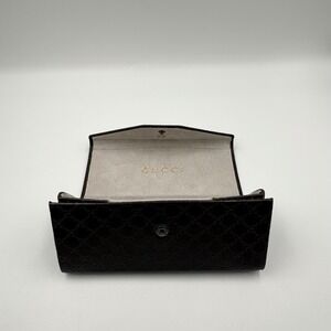 Gucci Microguccissima Dark Brown Leather Collapsible Sunglasses Case Hard Shell